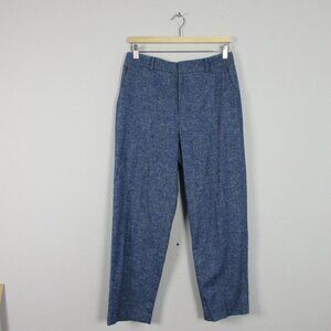 Club Monaco Women's Chambray Pants Wool Stretch Cropped Casual 6 Blue 304